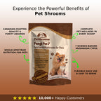 PetShroom Health PetShrooms 7 mushroom powder supplement for dogs and cats in a resealable pouch.